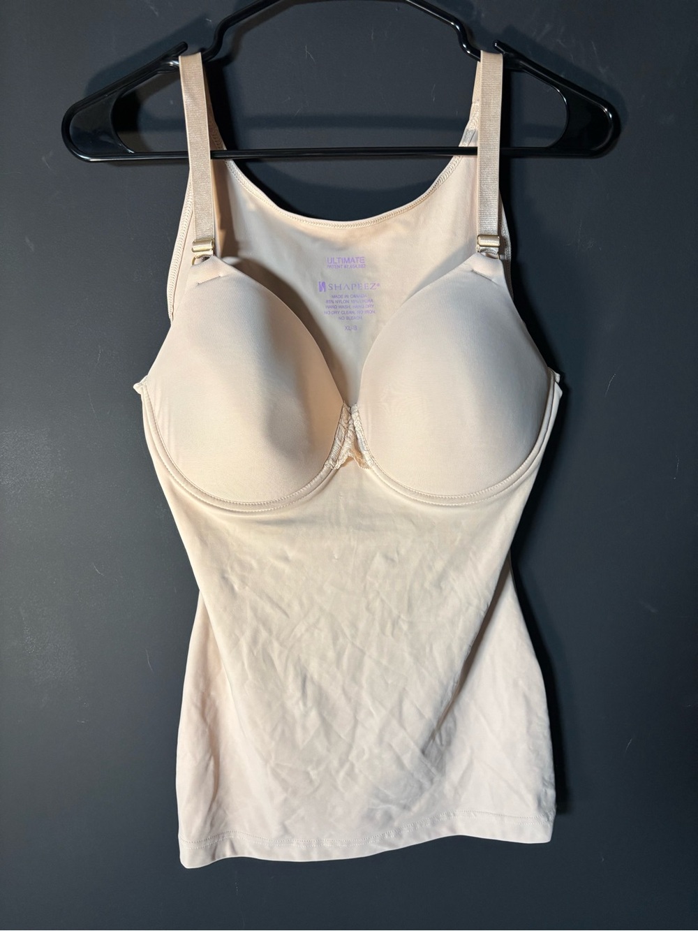 Shapeez Tankee Long Back Smoothing  Underwire Bra Camisole Shaped Nude XL-B